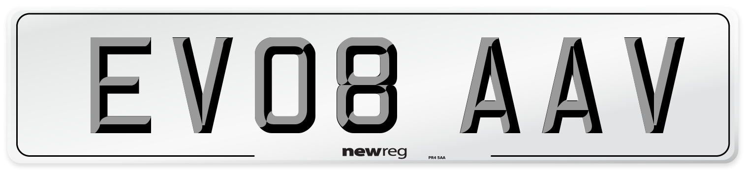 EV08 AAV Number Plate from New Reg